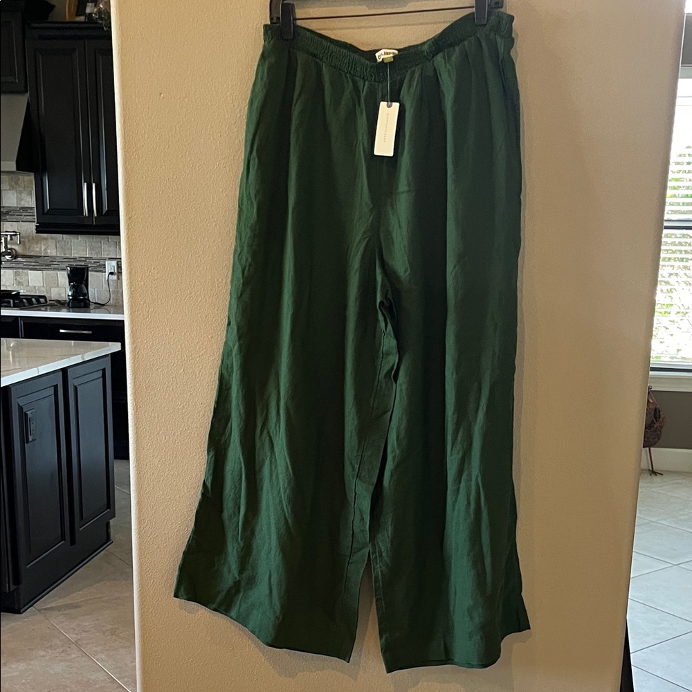 Anthropologie Forest Green Wide-Leg Pants